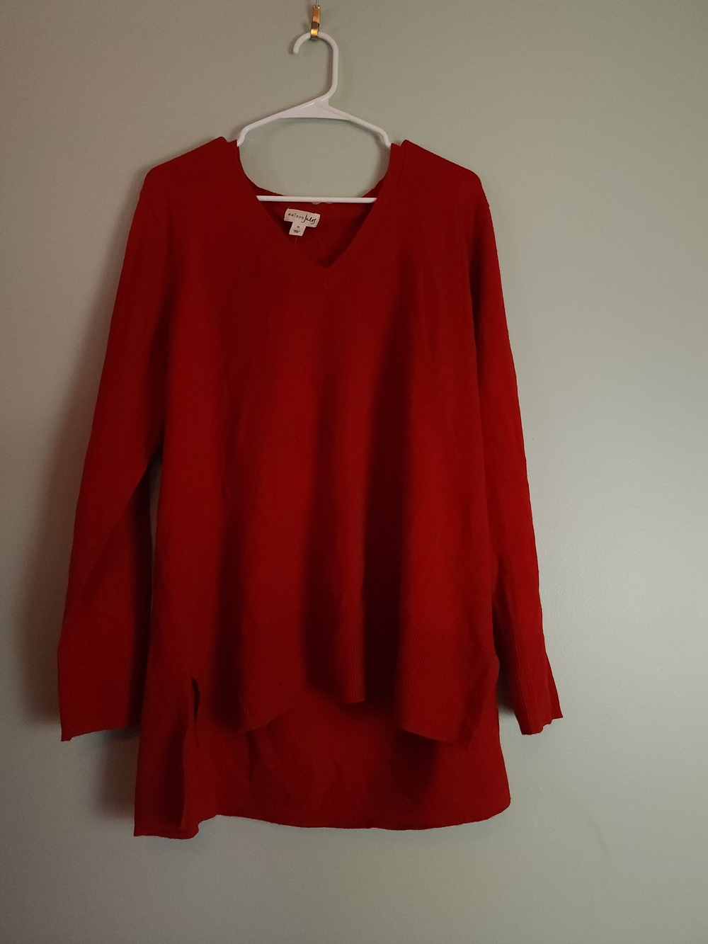 Maison Jules Bold Red V-Neck Long Sleeve Sweater